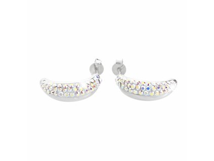 Stribrne nausnice puzety uzka kapka pulka osazena krystaly Swarovski AB (Stribro 925/1000)
