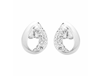 Stribrne nausnice puzety siroka kapka s krystaly Swarovski Crystal (Stribro 925/1000)