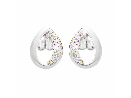 Stribrne nausnice puzety siroka kapka s krystaly Swarovski AB (Stribro 925/1000)