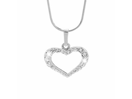 Stribrny nahrdelnik obvodove male srdicko z krystalu Swarovski Crystal (Stribro 925/1000)