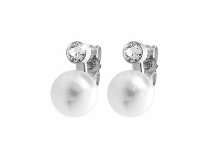 Stribrne nausnice s krystalem a perlou Swarovski Crystal (Stribro 925/1000)