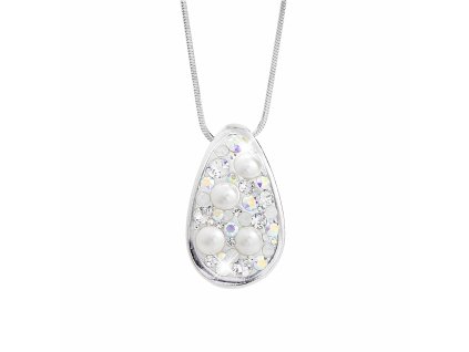 Stribrny nahrdelnik kapka s krystaly Swarovski AB Mix (Stribro 925/1000)
