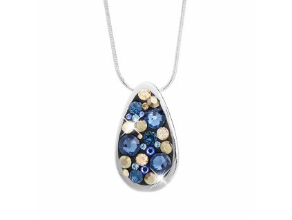 Stribrny nahrdelnik kapka s krystaly Swarovski Montana Mix (Stribro 925/1000)