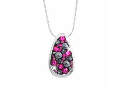 Stribrny nahrdelnik kapka s krystaly Swarovski Fuchsia Mix (Stribro 925/1000)