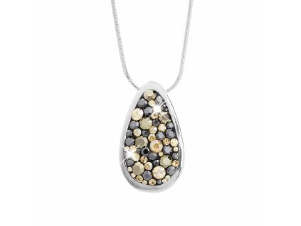 Stribrny nahrdelnik kapka s krystaly Swarovski Jet Mix (Stribro 925/1000)