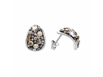 Stribrne nausnice puzety kapka s krystaly Swarovski Jet Mix (Stribro 925/1000)
