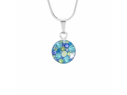 Stribrny nahrdelnik male kulate luzko s krystaly Swarovski Aqua Mix (Stribro 925/1000)