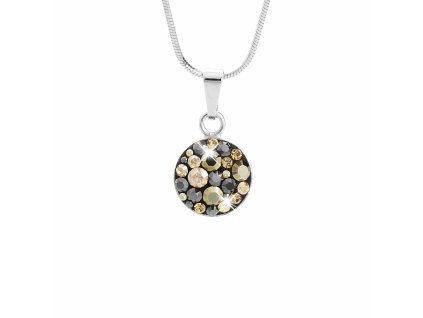 Stribrny nahrdelnik male kulate luzko s krystaly Swarovski Jet Mix (Stribro 925/1000)