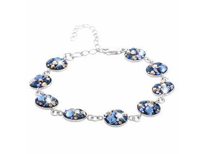 Stribrny naramek mala kulata luzka s krystaly Swarovski Montana Mix (Stribro 925/1000)