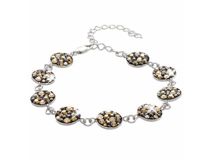 Stribrny naramek mala kulata luzka s krystaly Swarovski Jet Mix (Stribro 925/1000)