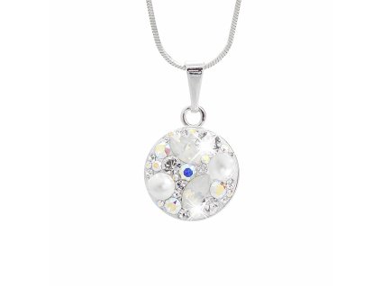 Stribrny nahrdelnik kulate luzko s krystaly Swarovski AB Mix (Stribro 925/1000)
