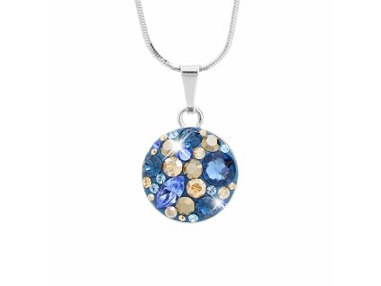 Stribrny nahrdelnik kulate luzko s krystaly Swarovski Montana Mix (Stribro 925/1000)