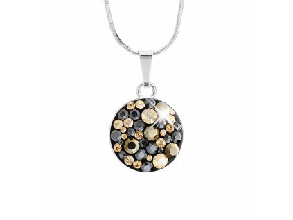 Stribrny nahrdelnik kulate luzko s krystaly Swarovski Jet Mix (Stribro 925/1000)