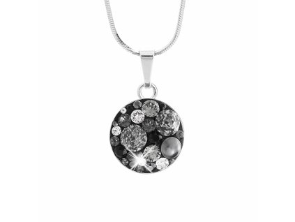 Stribrny nahrdelnik kulate luzko s krystaly Swarovski Jet Rock (Stribro 925/1000)