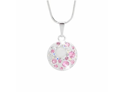 Stribrny nahrdelnik kulate luzko s krystaly Swarovski Rose Opal Mix (Stribro 925/1000)