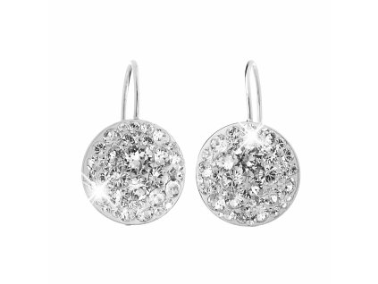 Stribrne nausnice klapky kulate luzko s krystaly Svarovsky Crystal (Stribro 925/1000)