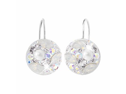 Stribrne nausnice klapky kulate luzko s krystaly Swarovski AB mix (Stribro 925/1000)