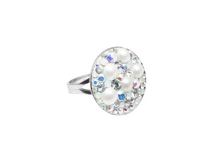 Stribrny prsten kulate luzko s krystaly Swarovski AB mix (Stribro 925/1000)