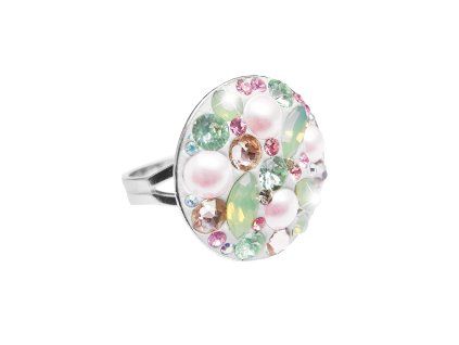 Stribrny prsten kulate luzko s krystaly Swarovski Multi (Stribro 925/1000)