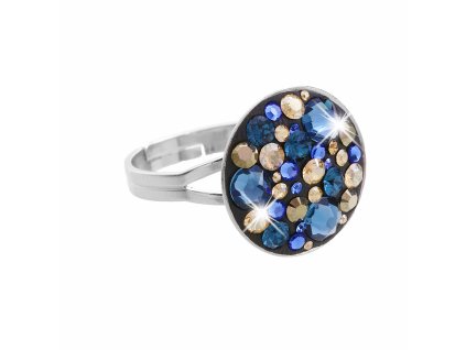 Stribrny prsten kulate luzko s krystaly Swarovski Montana mix (Stribro 925/1000)