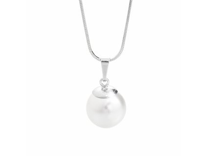 Stribrny nahrdelnik se jednoduchou bilou perlou Swarovski White (Stribro 925/1000)