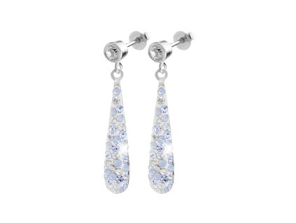 Stribrne nausnice puzety dlouhe kapky s krystaly Swarovski Light Sapphire (Stribro 925/1000)
