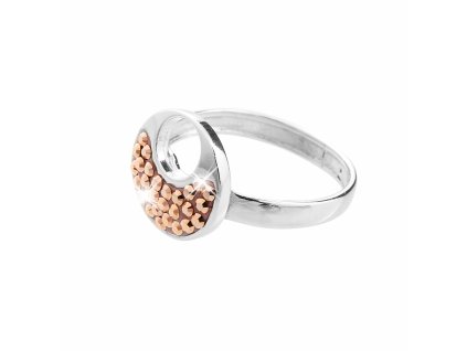 Stribrny prsten kulaty s kruhovym vyrezem a s krystaly Swarovski Rose Gold (Stribro 925/1000)