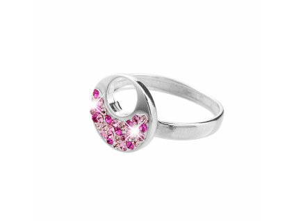Stribrny prsten kulaty s kruhovym vyrezem a s krystaly Swarovski Rose  (Stribro 925/1000)