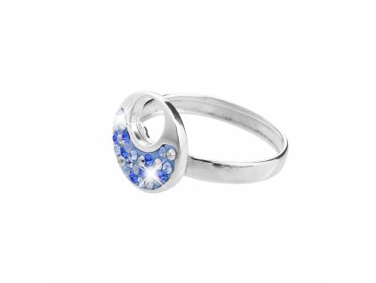 Stribrny prsten kulaty s kruhovym vyrezem a s krystaly Swarovski Sapphire  (Stribro 925/1000)