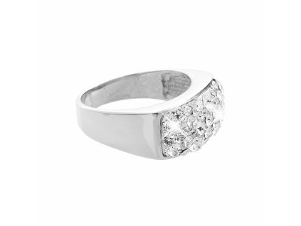 Stribrny prsten s obdelnikovym luzkem a krystaly Swarovski Crystal (Stribro 925/1000)