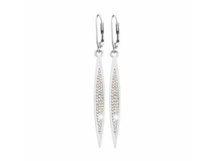 Stribrne nausnice klapky visaci podlouhy tvar s krystaly Swarovski AB  (Stribro 925/1000)