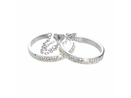 Stribrne nausnice kruhy dve rady krystalu Swarovski ozdobene retizkem AB (Stribro 925/1000)