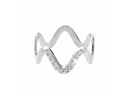 Stribrny prsten vlnity zdobeny jednou radou krystalu Swarovski Crystal (Stribro 925/1000)