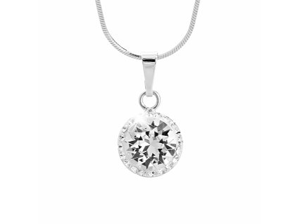 Stribrny nahrdelnik s velkym krystalem a obtahem z malych krystalu Swarovski Crystal (Stribro 925/1000)