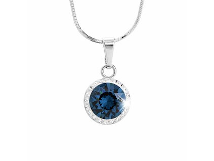 Stribrny nahrdelnik s velkym krystalem a obtahem z malych krystalu Swarovski Montana (Stribro 925/1000)