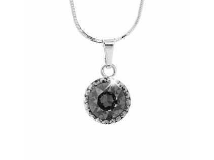 Stribrny nahrdelnik s velkym krystalem a obtahem z malych krystalu Swarovski Steel (Stribro 925/1000)