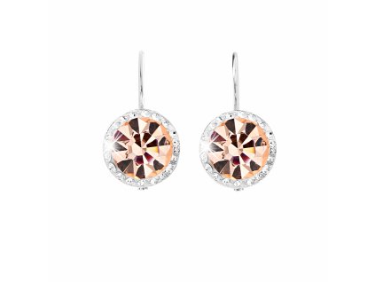 Stribrne nausnice klapky s velkym krystalem a obtahem z malych krystalu Swarovski Peach (Stribro 925/1000)