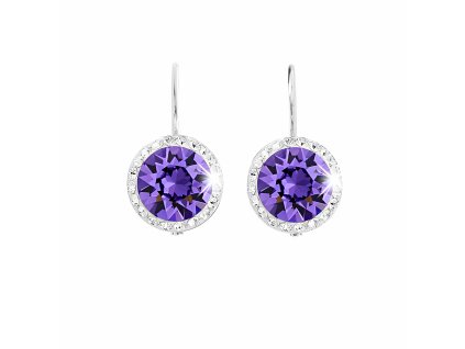Stribrne nausnice klapky s velkym krystalem a obtahem z malych krystalu Swarovski Tanzanite (Stribro 925/1000)