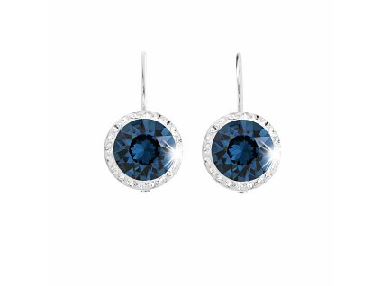 Stribrne nausnice klapky s velkym krystalem a obtahem z malych krystalu Swarovski Montana (Stribro 925/1000)