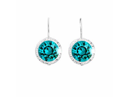 Stribrne nausnice klapky s velkym krystalem a obtahem z malych krystalu Swarovski Blue Zircon (Stribro 925/1000)