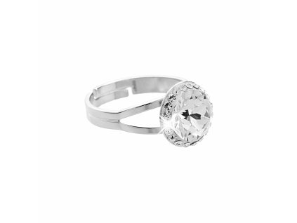 Stribrny prsten s velkym krystalem a obtahem z malych krystalu Swarovski Crystal (Stribro 925/1000)