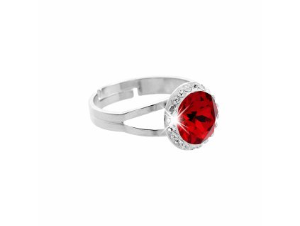 Stribrny prsten s velkym krystalem a obtahem z malych krystalu Swarovski Siam (Stribro 925/1000)