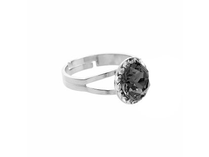 Stribrny prsten s velkym krystalem a obtahem z malych krystalu Swarovski Steel (Stribro 925/1000)