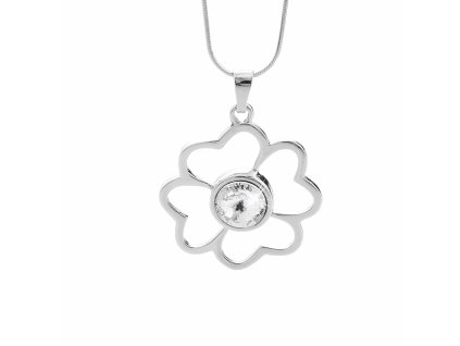 Stribrny nahrdelnik obrysovy ctyrlistek s rivoli Swarovski Crystal (Stribro 925/1000)