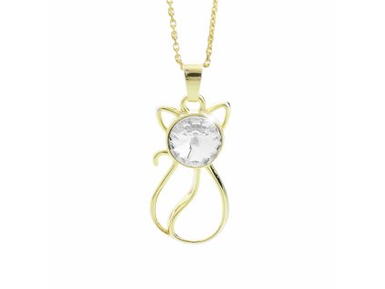 Pozlaceny stribrny nahrdelnik kocka s rivoli Swarovski Crystal (Stribro 925/1000)