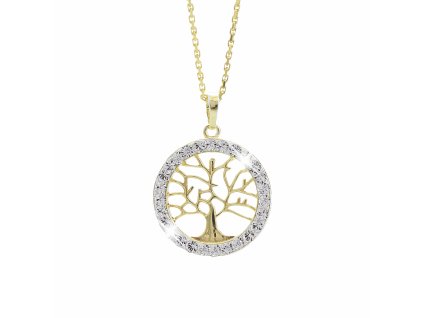 Pozlaceny stribrny nahrdelnik prorezavany strom zivota s krystaly Swarovski Crystal (Stribro 925/1000)