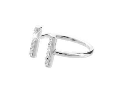 Stribrny prsten dve kolme carky zdobene krystaly Swarovski Crystal (Stribro 925/1000)