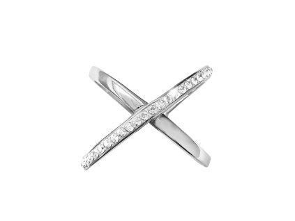 Stribrny prsten prekrizeny s jednou radou krystalu Swarovski Crystal (Stribro 925/1000) - a