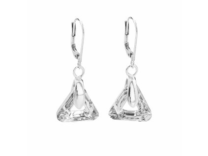 Stribrne nausnice klapky trojuhelnikovy deravy krystal Swarovski Crystal  (Stribro 925/1000)