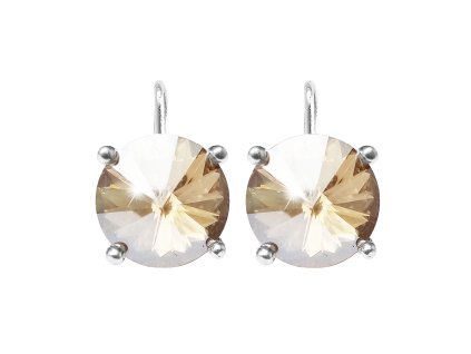 Stribrne nausnice klapky se samostatnou rivoli Swarovski Golden Shadow (Stribro 925/1000)
